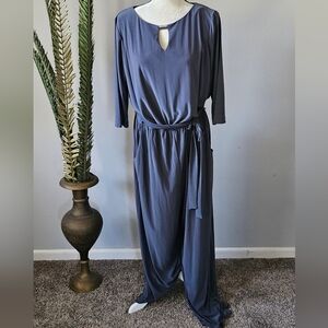 Emma & Michele Gunmetal Gray Jumpsuit with Keyhole Detail